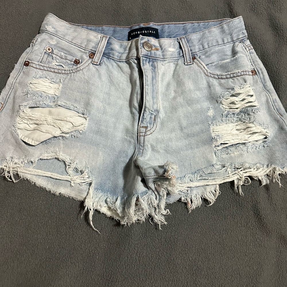 Aeropostale Blue Jean Shorts Distressed Style